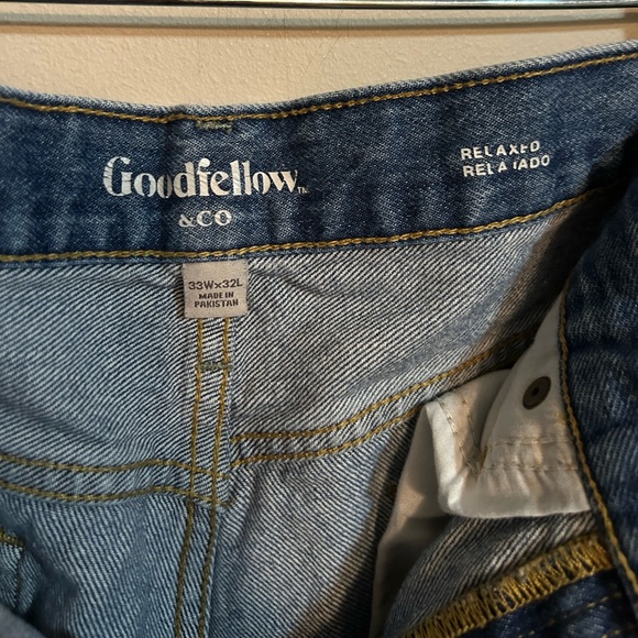 Goodfellow & Co Mens Relaxed Fit Cotton Denim Blue Jeans Medium Wash Faded 33x32 - Picture 4 of 6